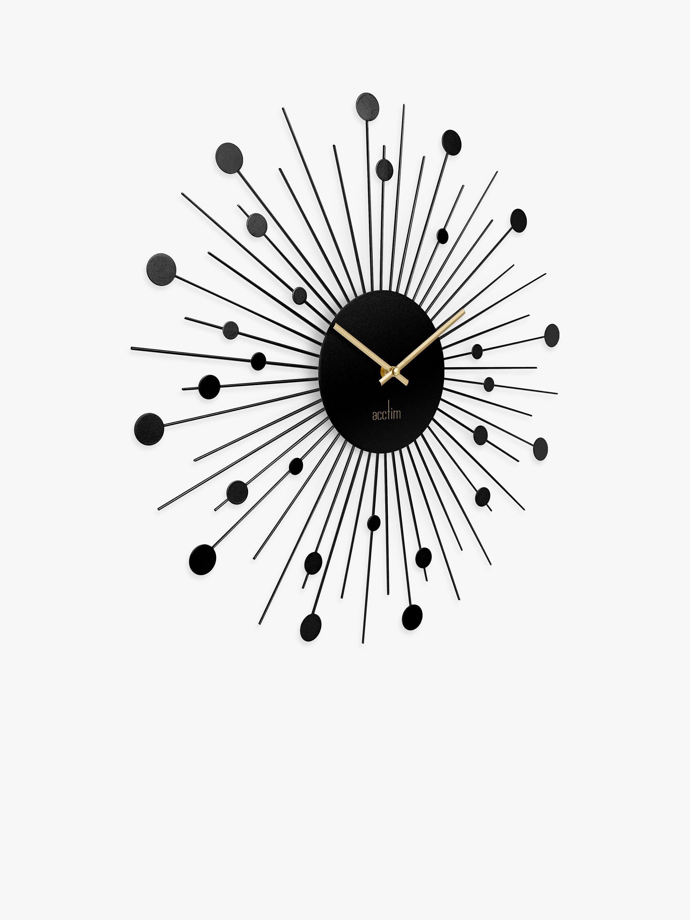 Acctim sunburst-style metal analogue quartz wall clock 50cm - British product