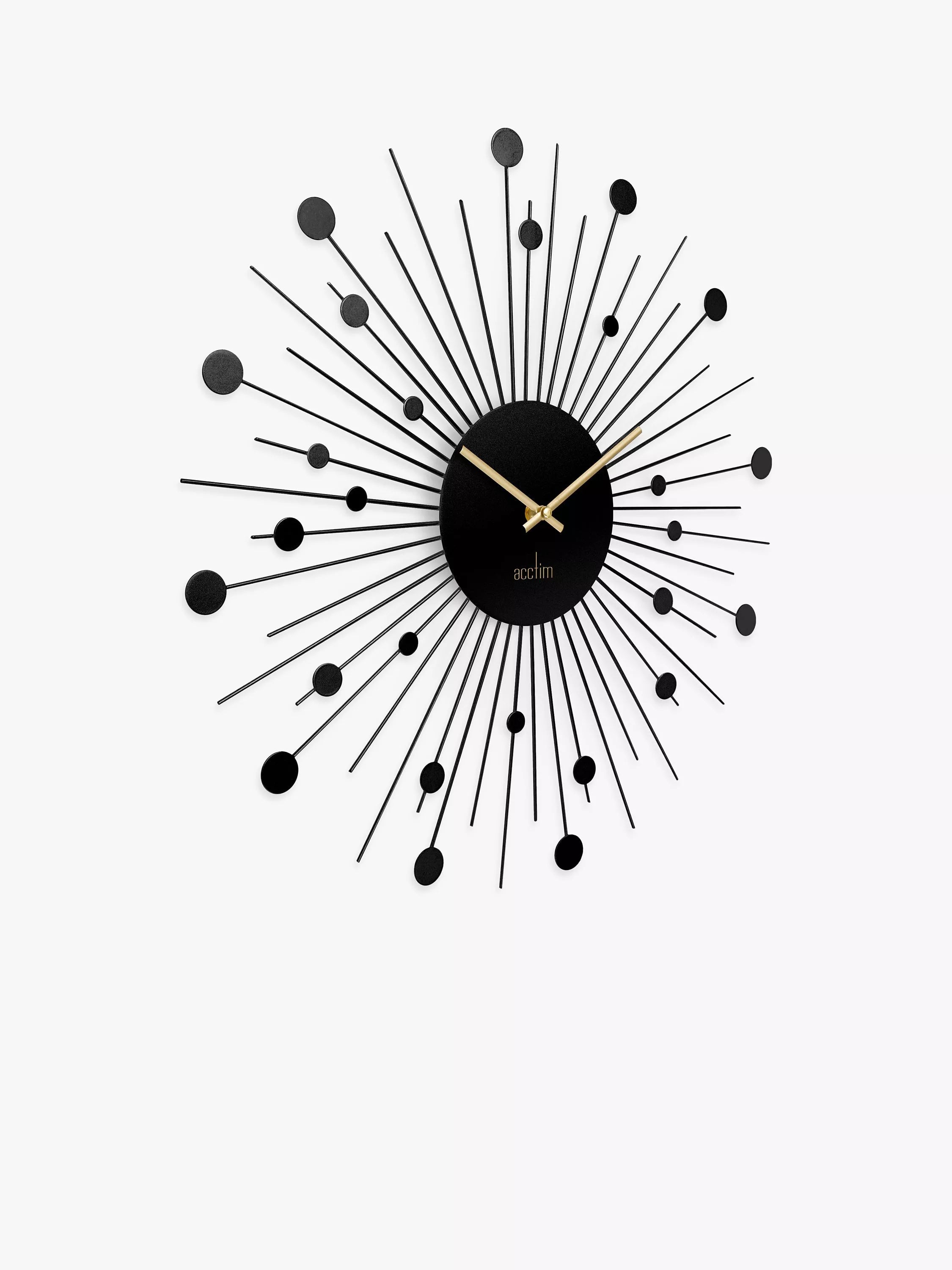 Acctim sunburst-style metal analogue quartz wall clock 50cm - British product