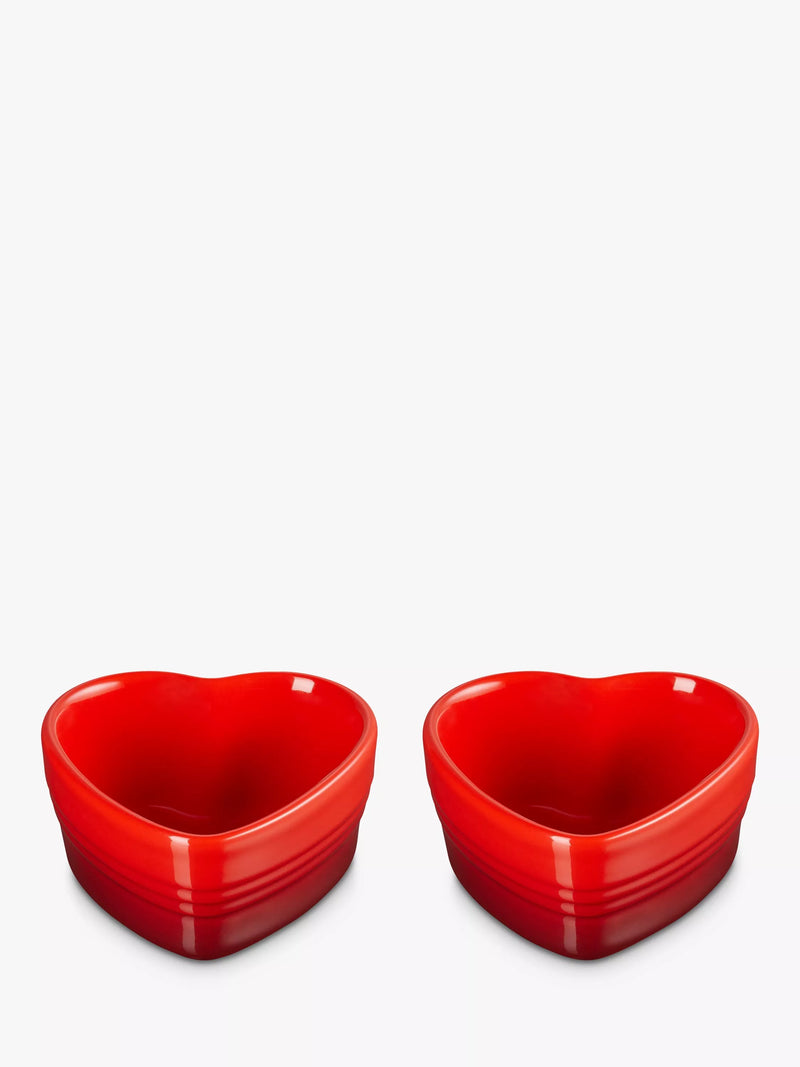 Le Creuset heart ramekins set of 2, red, imported from the UK