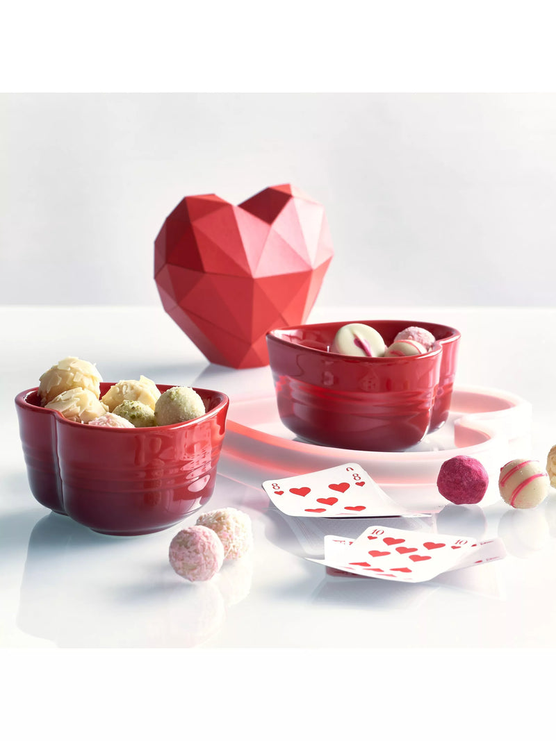 Le Creuset heart ramekins set of 2, red, imported from the UK