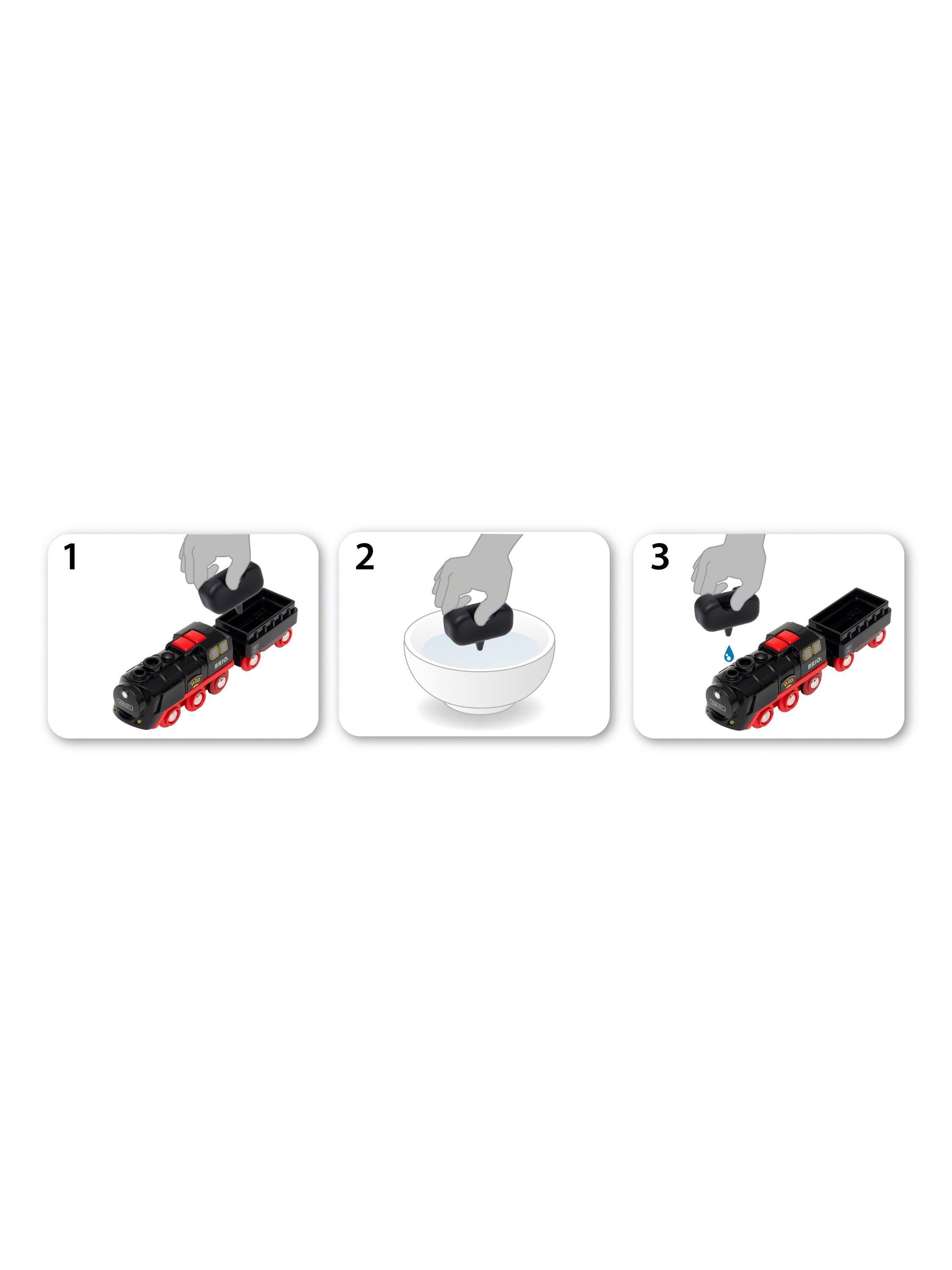 BRIO battery-operated steaming train toy (British brand)