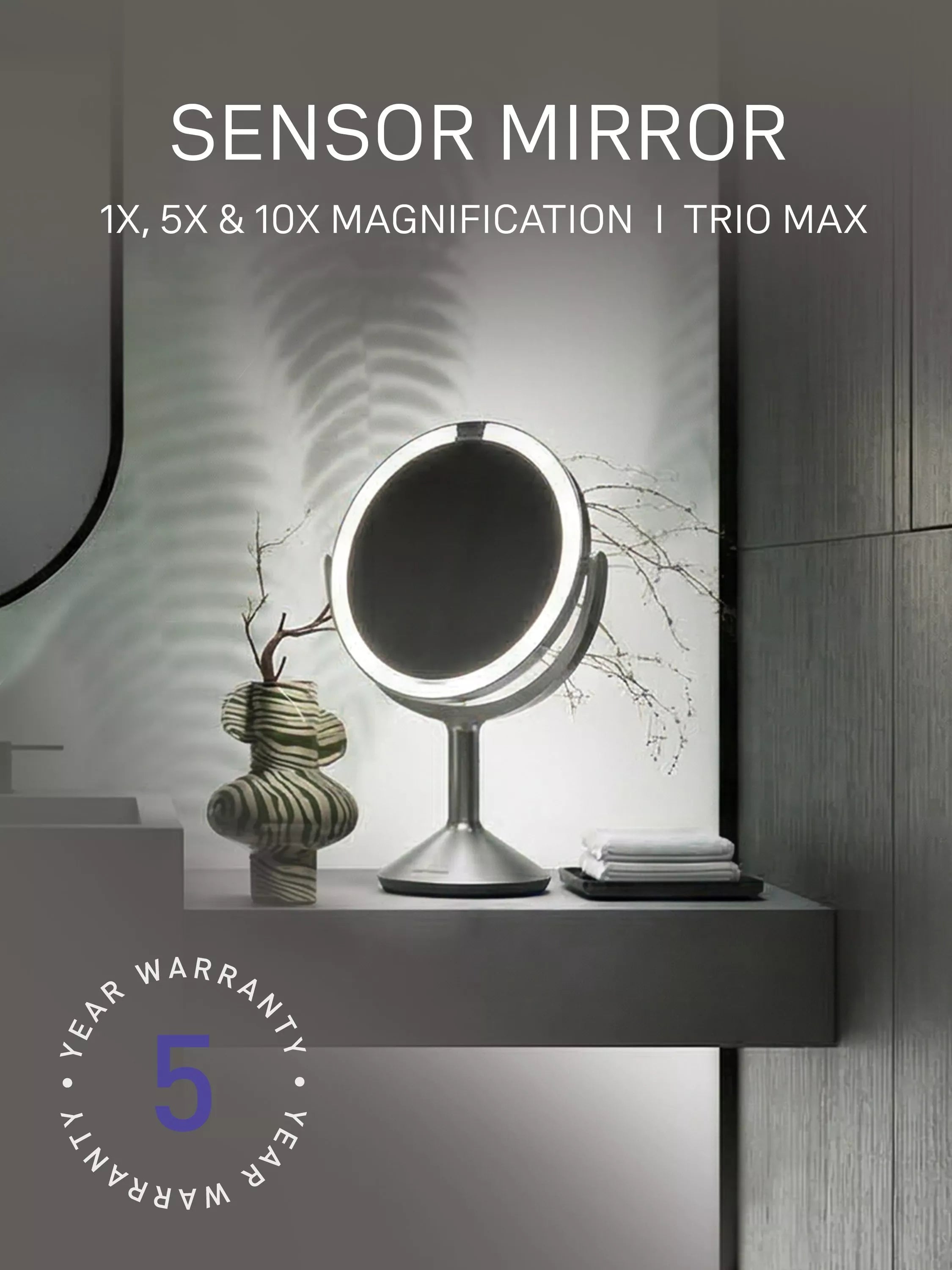 Simplehuman Sensor Trio Max mirror brushed stainless steel - British product