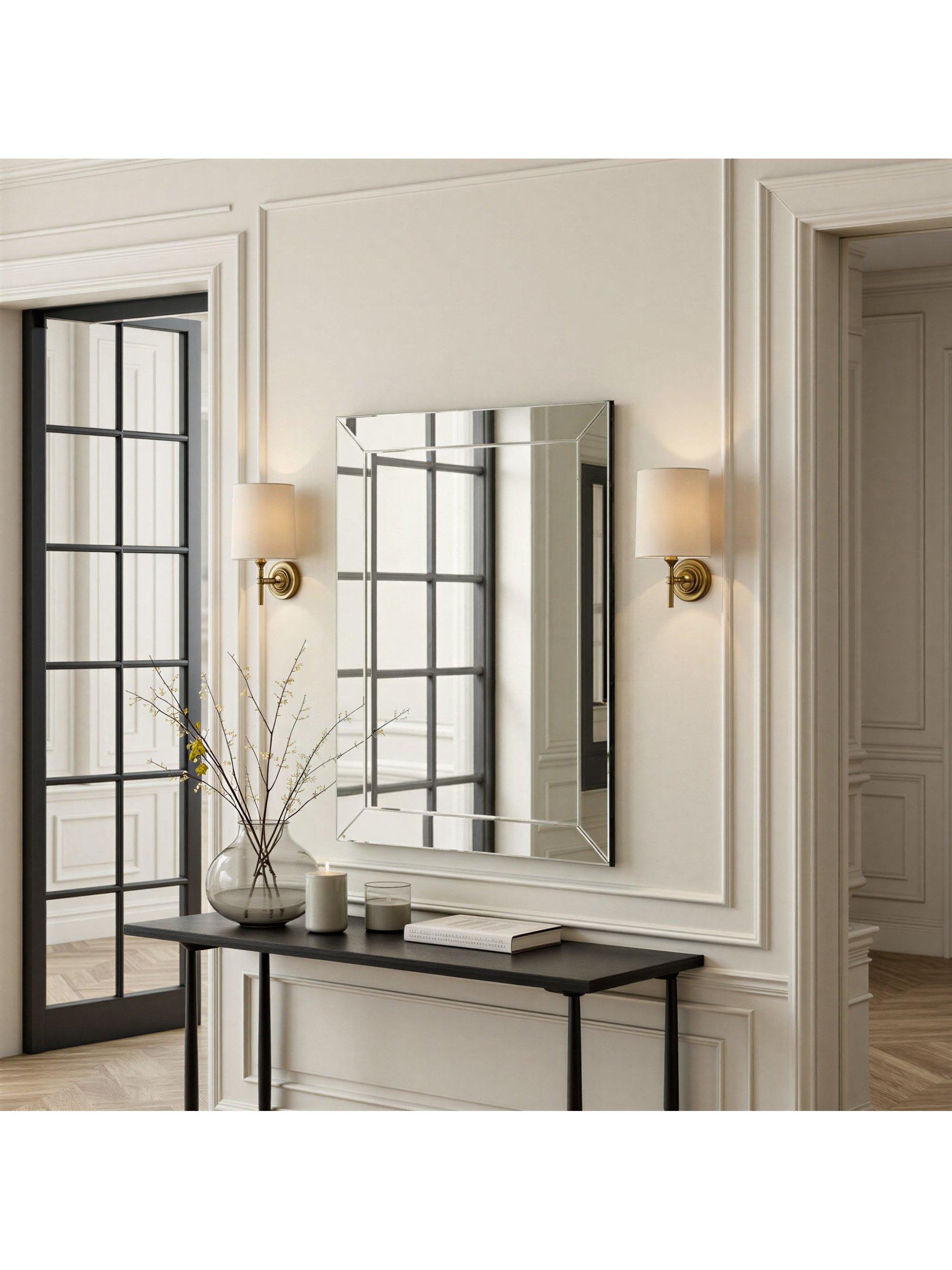 Yearn bevelled glass rectangular wall mirror with black frame - British product