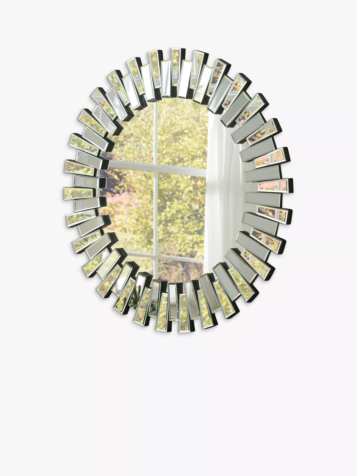 Yearn faceted bevelled glass round wall mirror 90cm, UK version