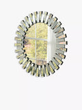 Yearn faceted bevelled glass round wall mirror 90cm, UK version