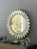 Yearn faceted bevelled glass round wall mirror 90cm, UK version