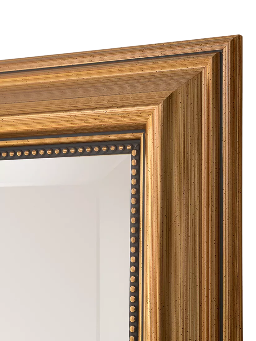 Yearn wall mirror ribbed beaded frame gold 94x69cm, UK version