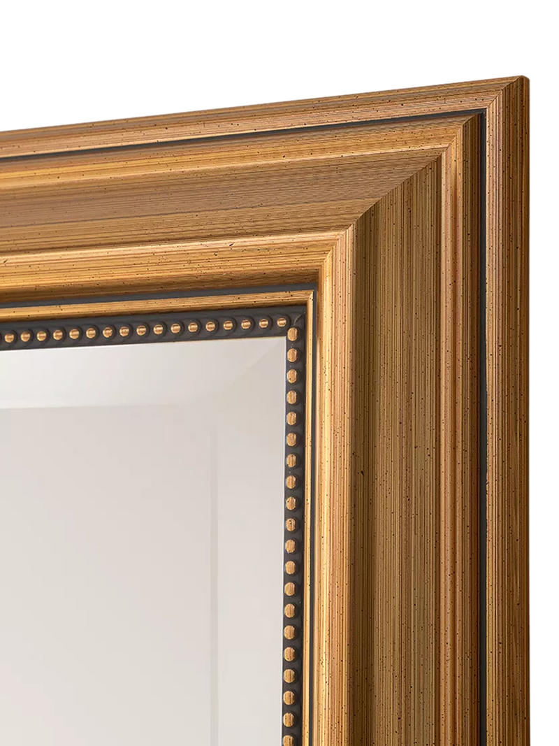 Yearn wall mirror ribbed beaded frame gold 94x69cm, UK version