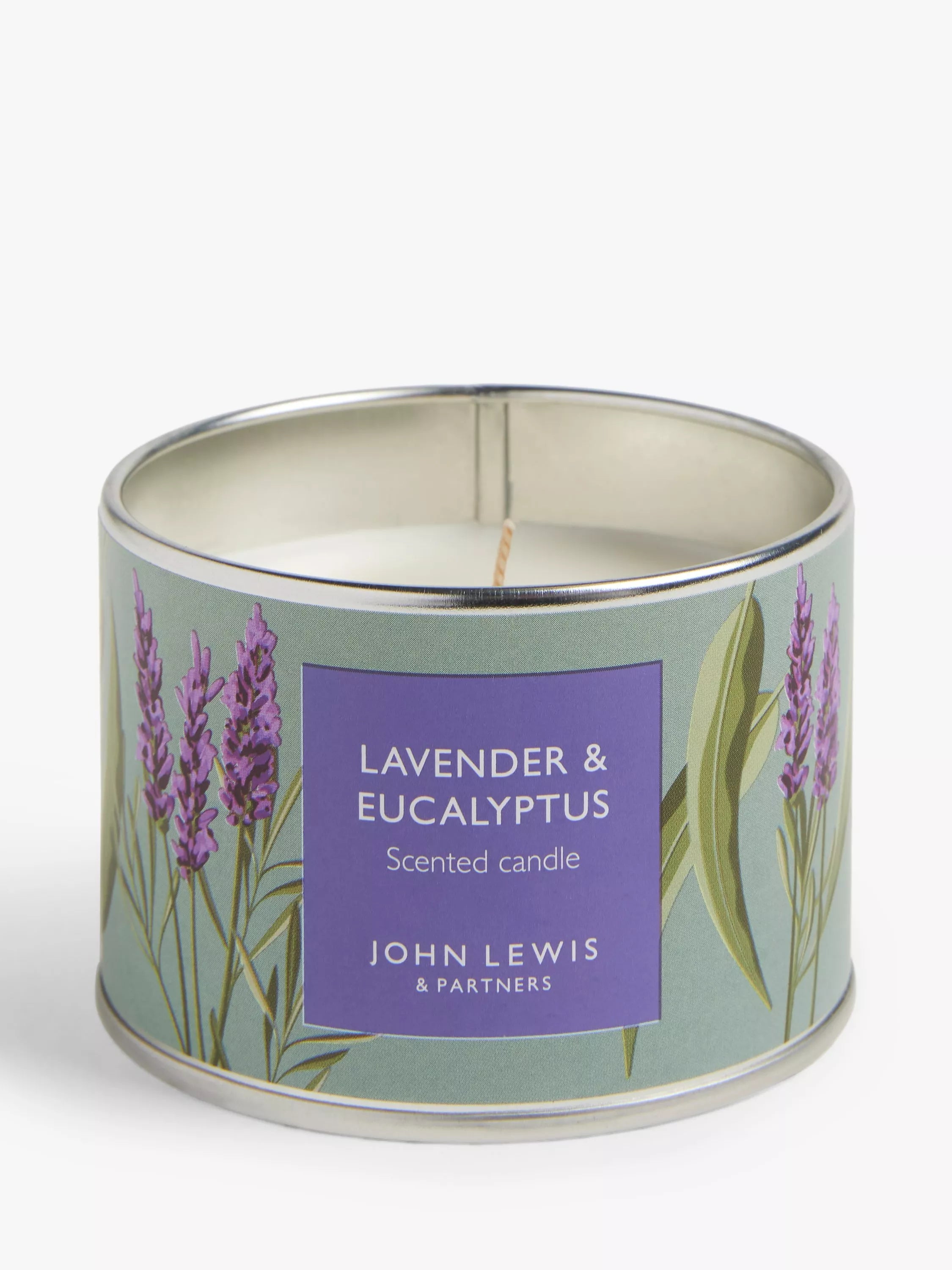 John Lewis lavender and eucalyptus scented candle in a tin, 225g, UK version