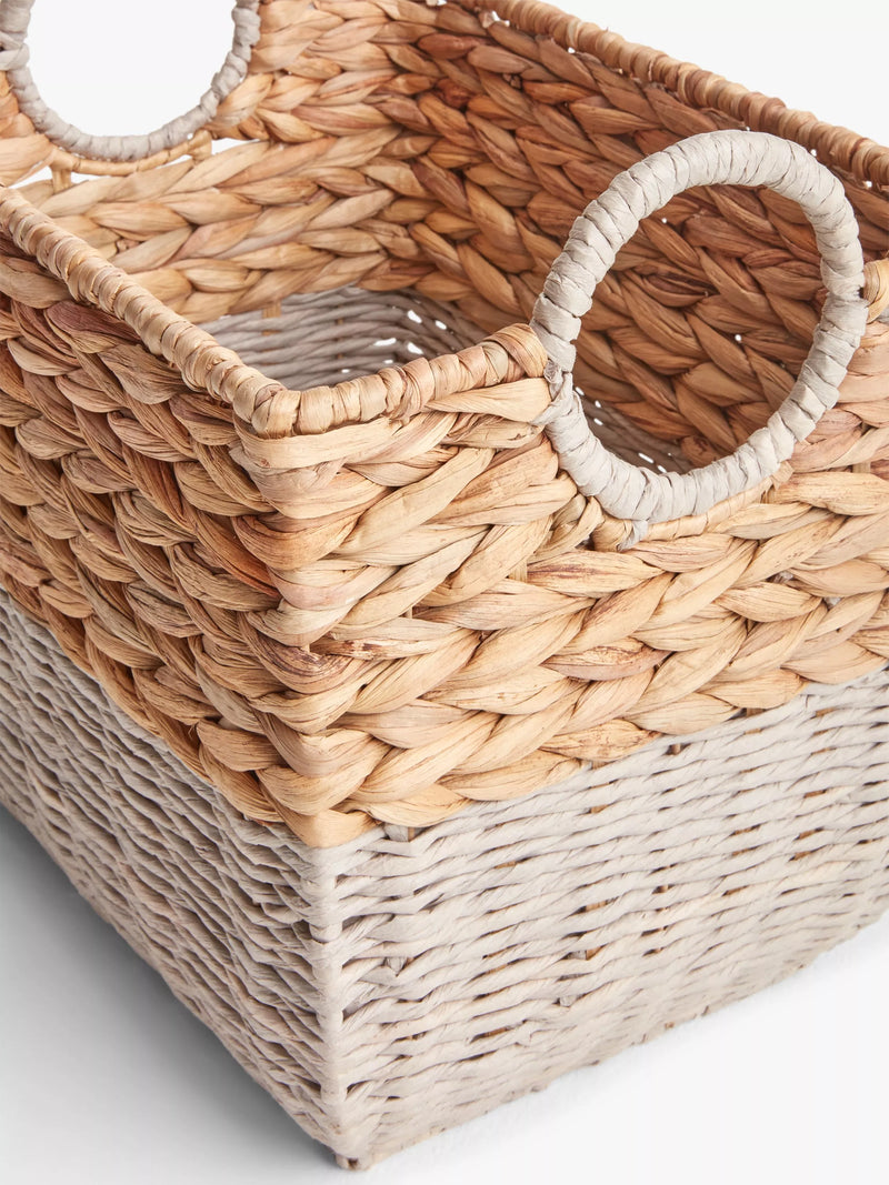 John Lewis storage basket in water hyacinth and paper rope - British product