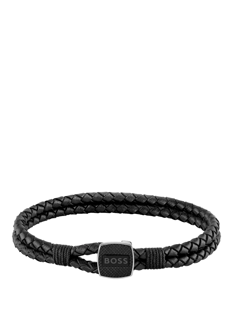 BOSS Men's Braided Leather Bracelet