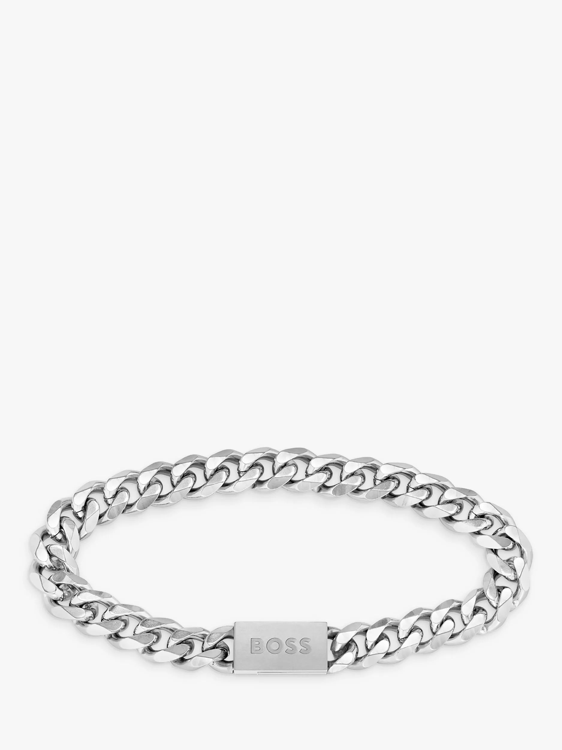 BOSS men's curb chain bracelet stainless steel silver - (British brand)