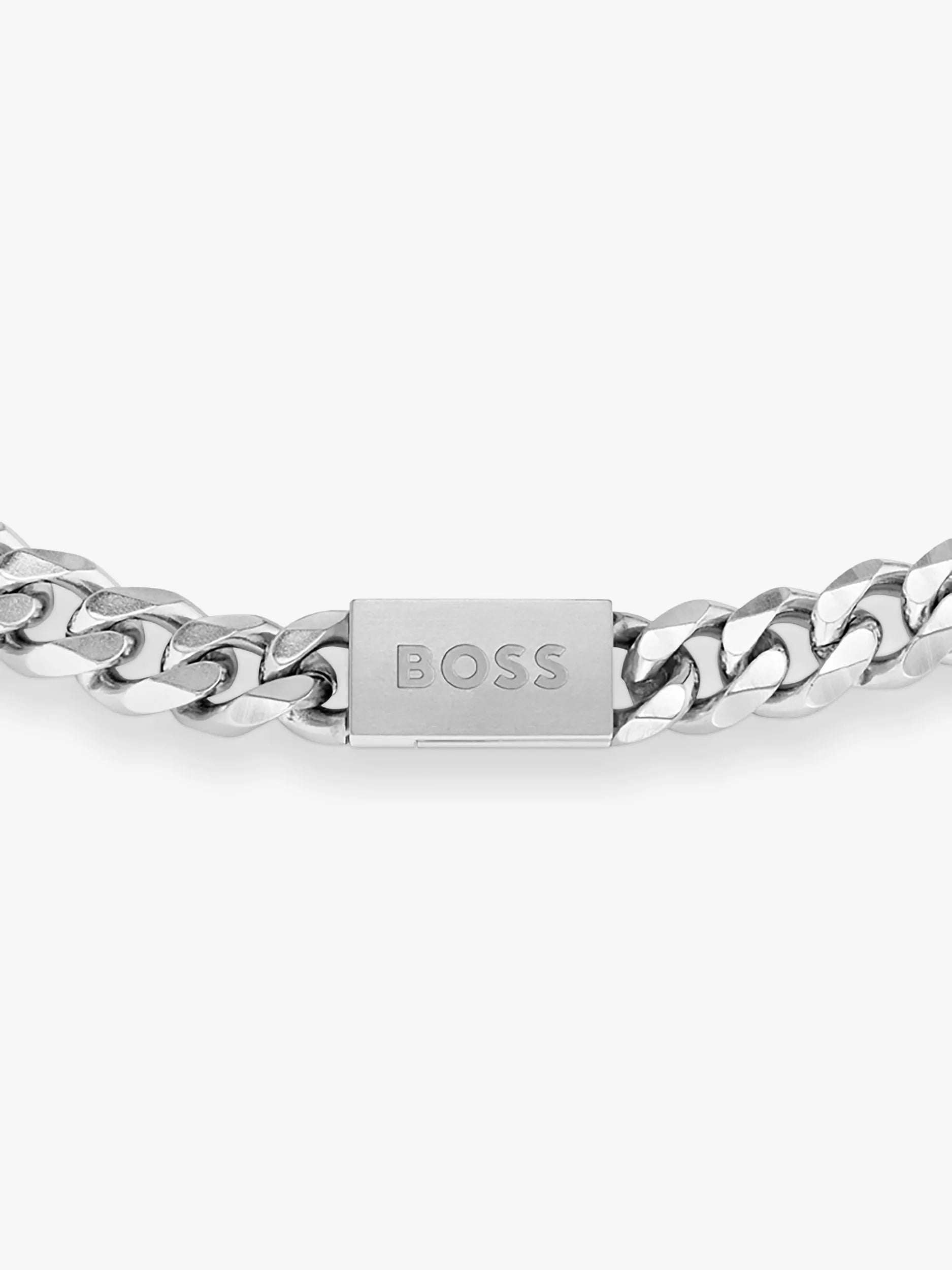 BOSS men's curb chain bracelet stainless steel silver - (British brand)