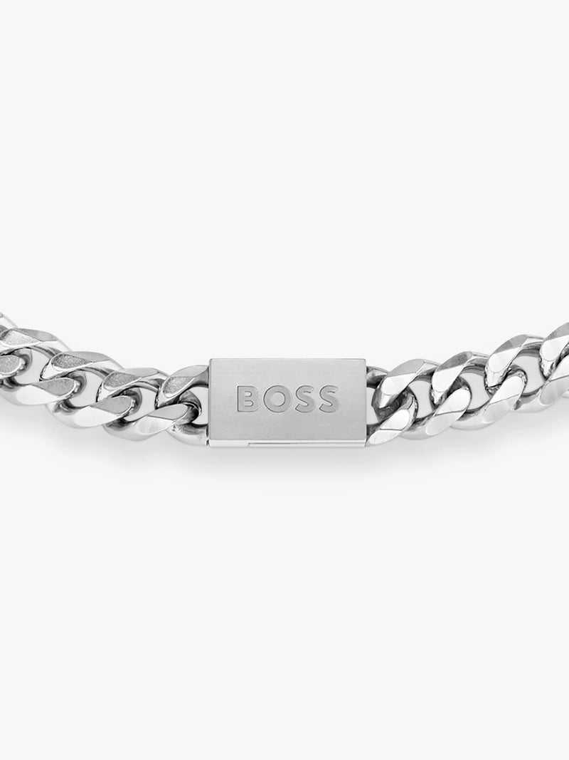 BOSS men's curb chain bracelet stainless steel silver - (British brand)