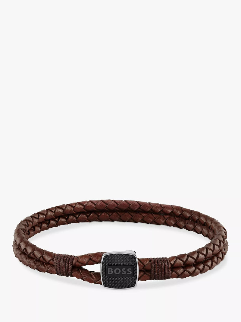 BOSS leather bracelet Seal collection 19cm, UK version
