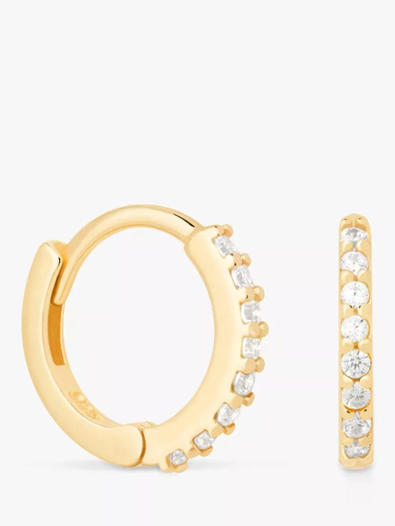 Astrid & Miyu cubic zirconia huggie hoop earrings, imported from the UK