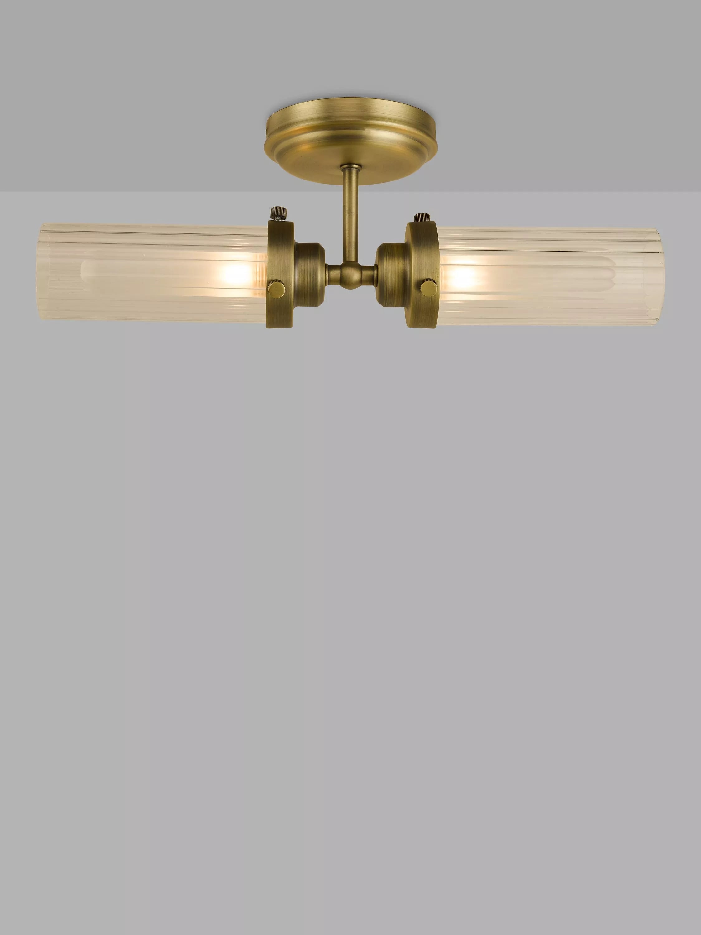 John Lewis Ribbed Glass Double Arm Bathroom Wall Light