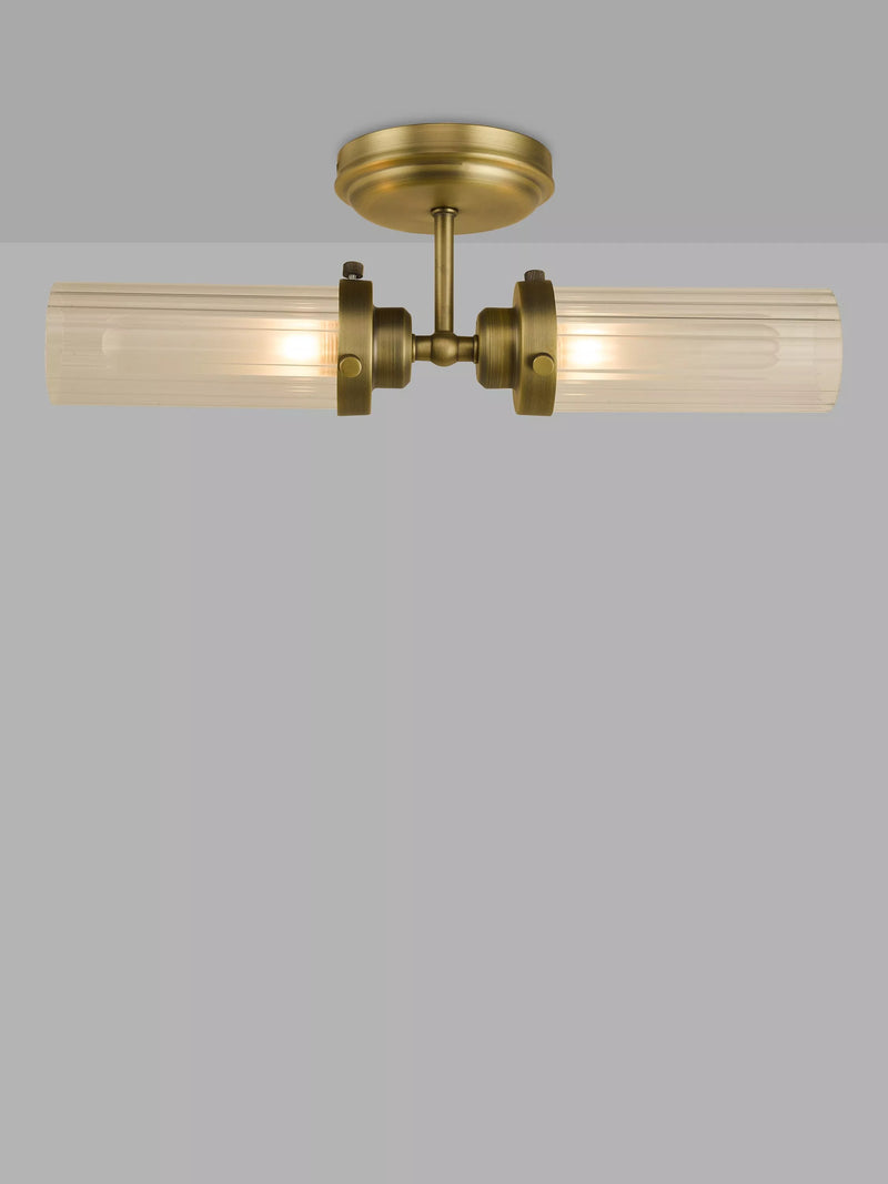 John Lewis Ribbed Glass Double Arm Bathroom Wall Light