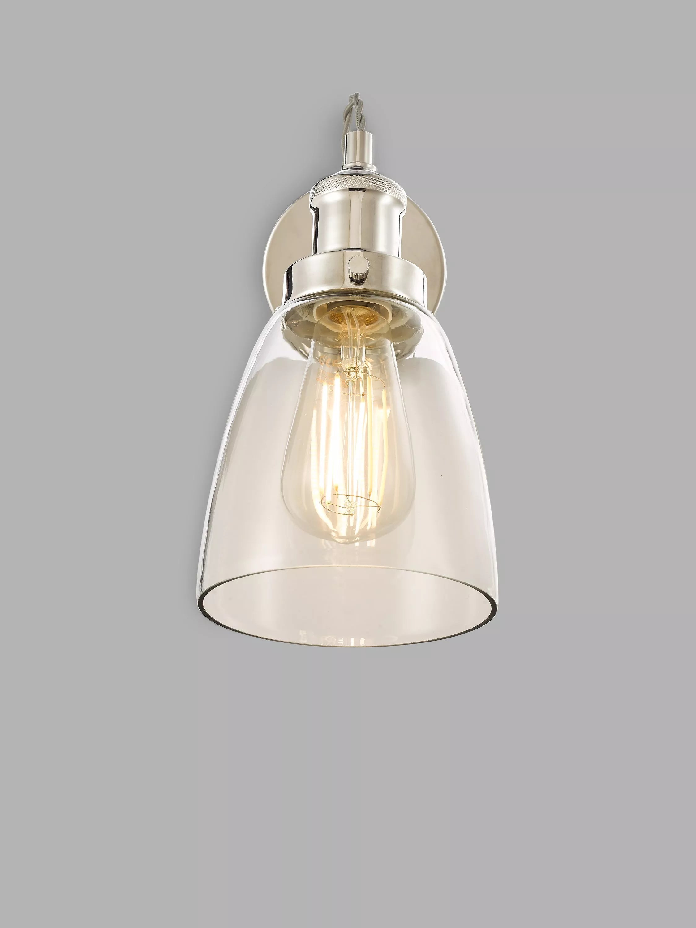 John Lewis wall light clear glass polished nickel, imported from the UK