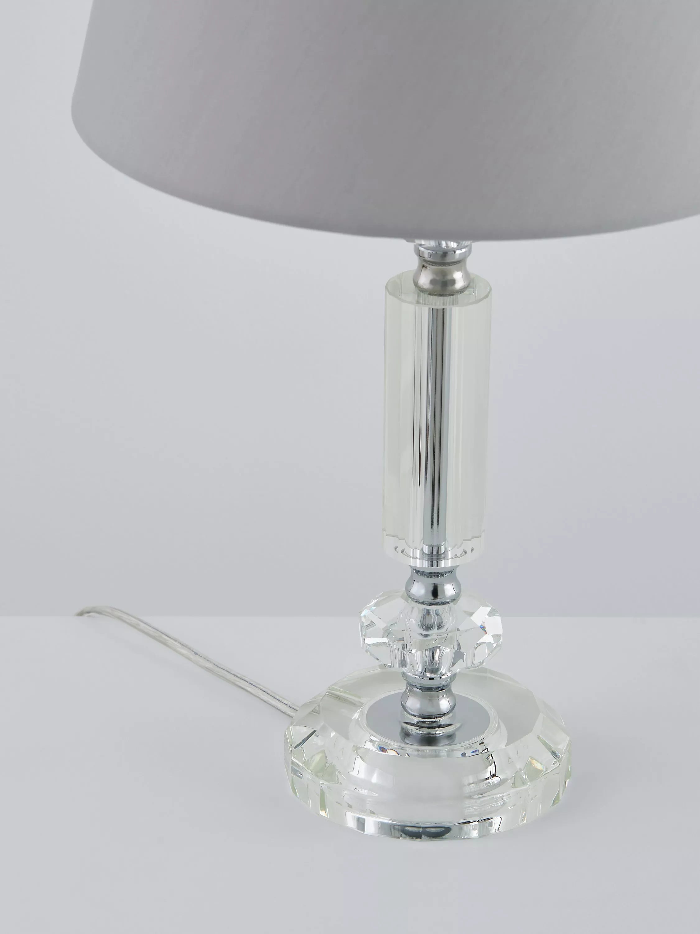 John Lewis crystal column table lamp clear large, imported from the UK