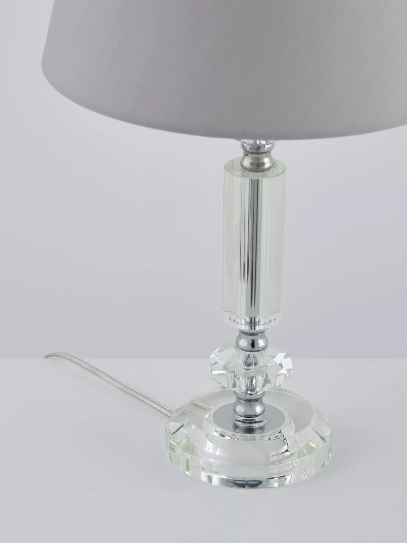 John Lewis crystal column table lamp clear large, imported from the UK