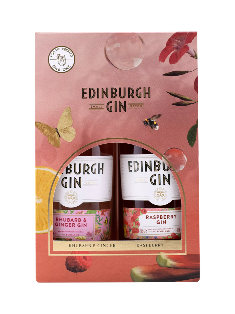 Edinburgh Gin Rhubarb & Ginger and Raspberry set 40cl - British product