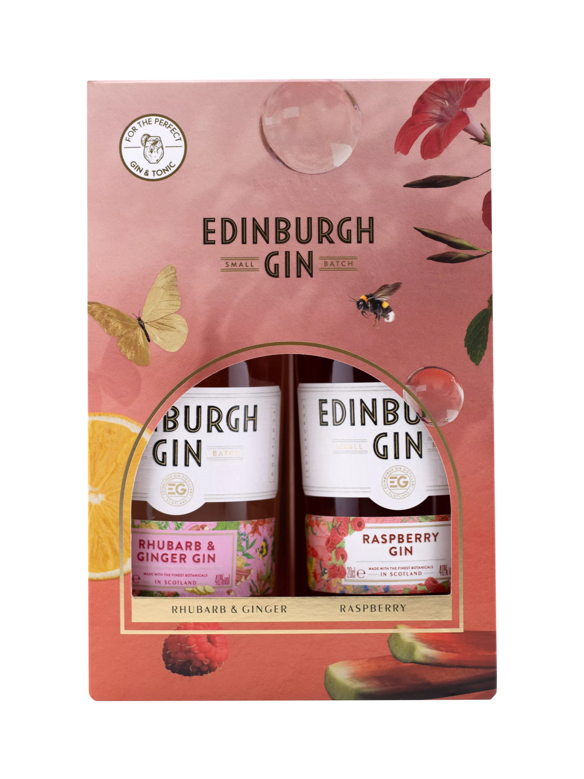 Edinburgh Gin Rhubarb & Ginger and Raspberry set 40cl - British product