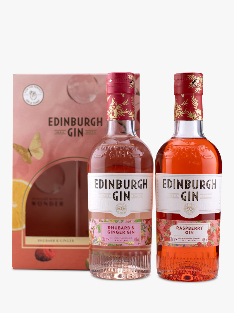 Edinburgh Gin Rhubarb & Ginger and Raspberry set 40cl - British product