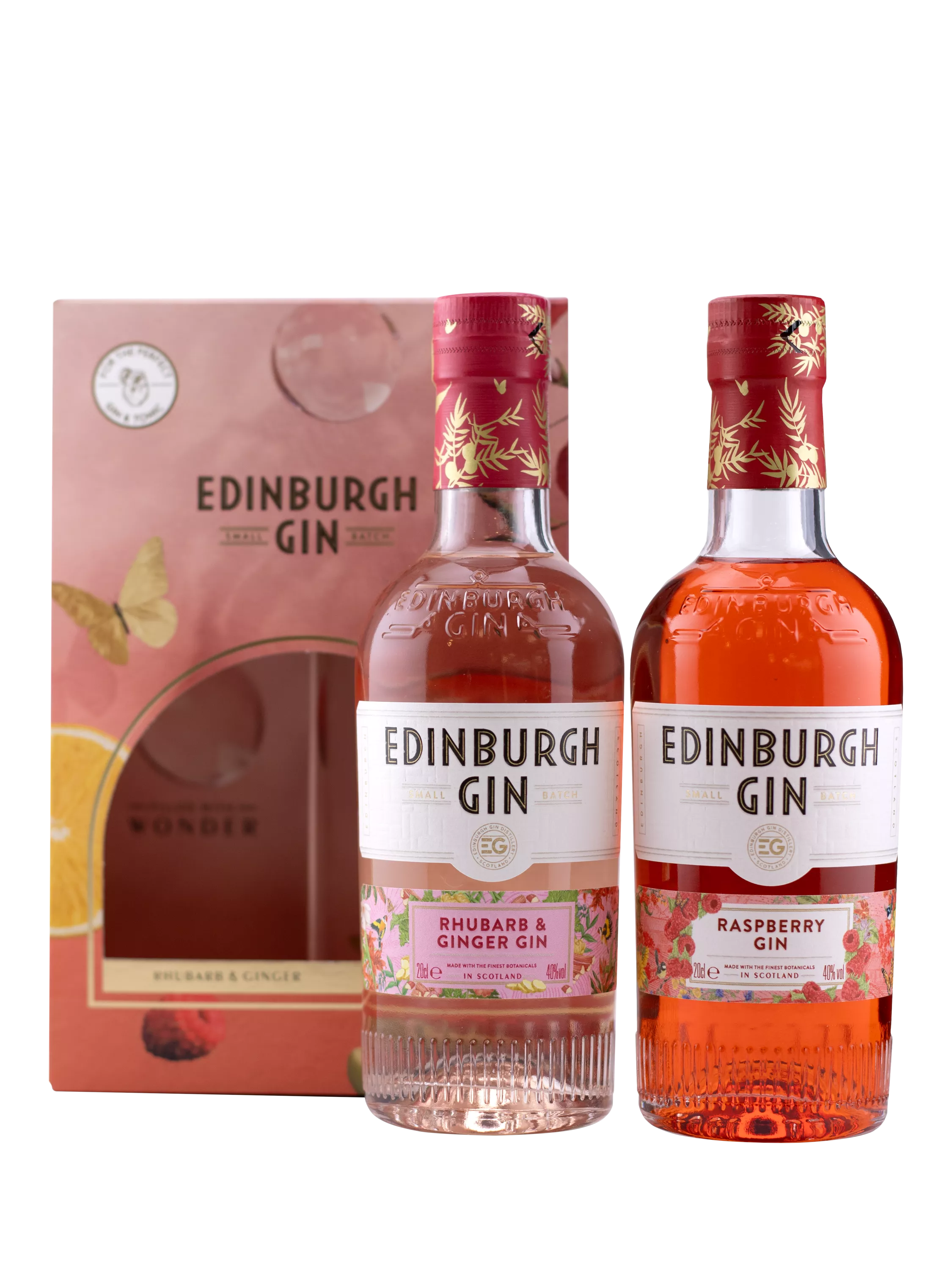 Edinburgh Gin Rhubarb & Ginger and Raspberry set 40cl - British product
