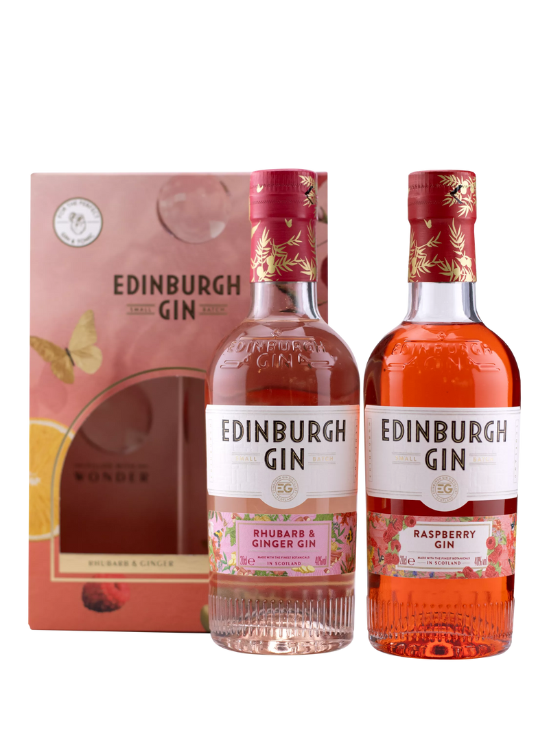 Edinburgh Gin Rhubarb & Ginger and Raspberry set 40cl - British product