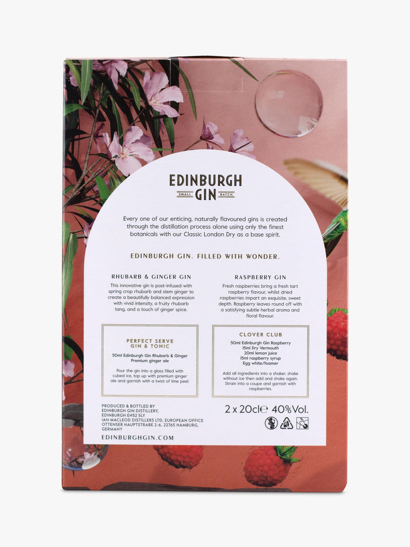 Edinburgh Gin Rhubarb & Ginger and Raspberry set 40cl - British product