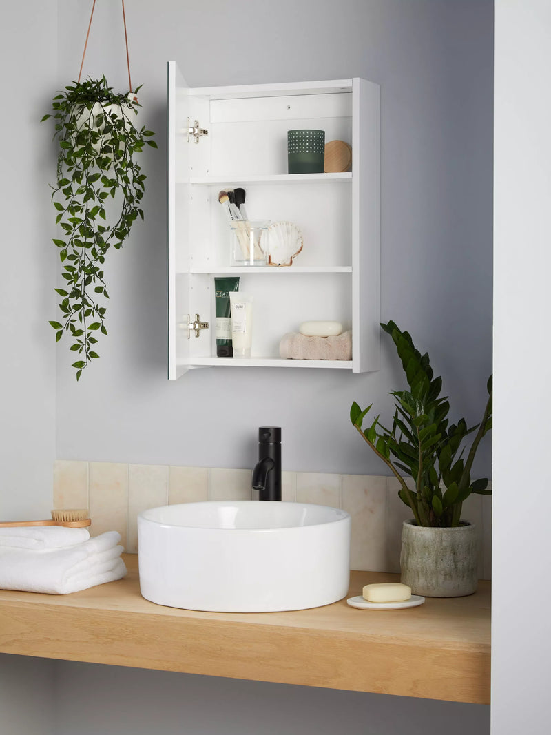 John Lewis white gloss mirrored bathroom cabinet 60x40x14cm, UK version