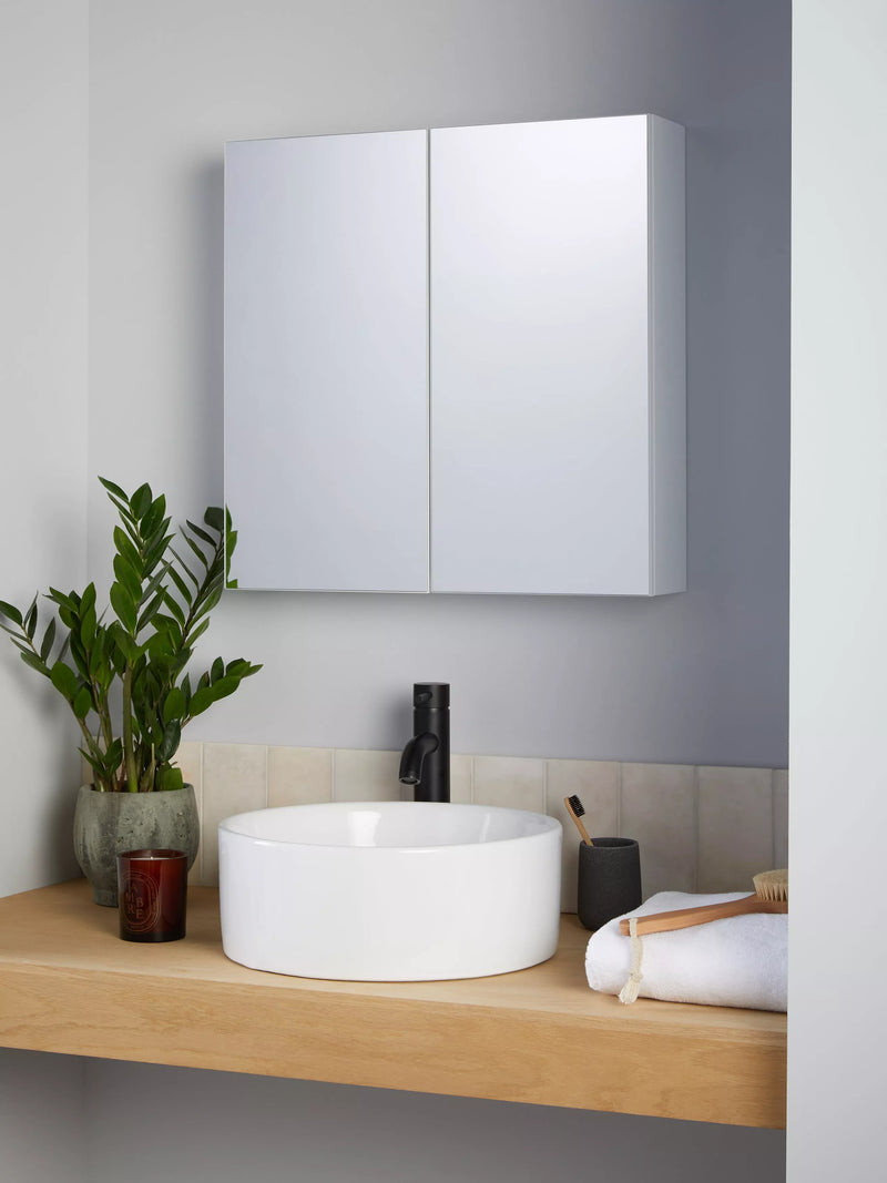 John Lewis white gloss double mirrored bathroom cabinet 60x60x14 cm (British brand)