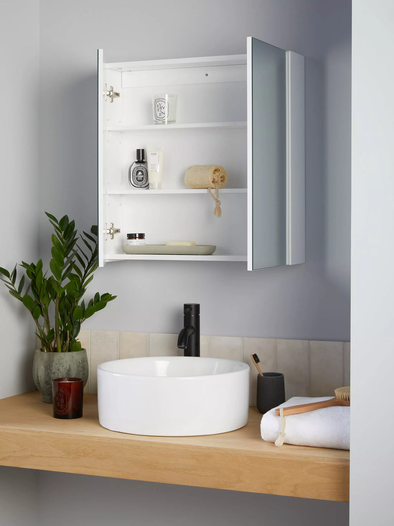 John Lewis white gloss double mirrored bathroom cabinet 60x60x14 cm (British brand)