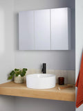 John Lewis triple mirrored white gloss bathroom cabinet, imported from the UK