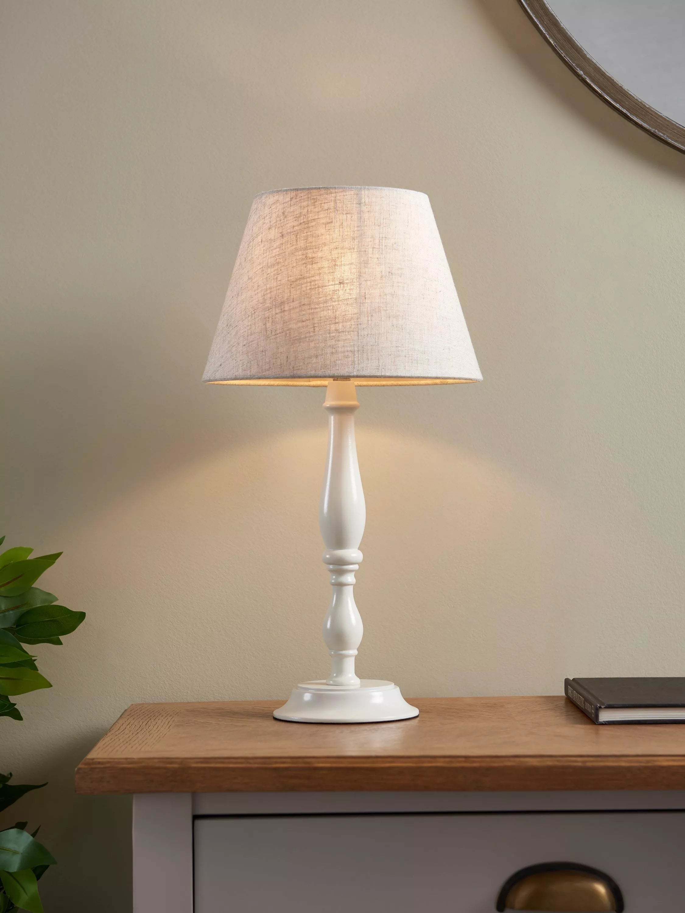 John Lewis candlestick table lamp white 46cm - British product