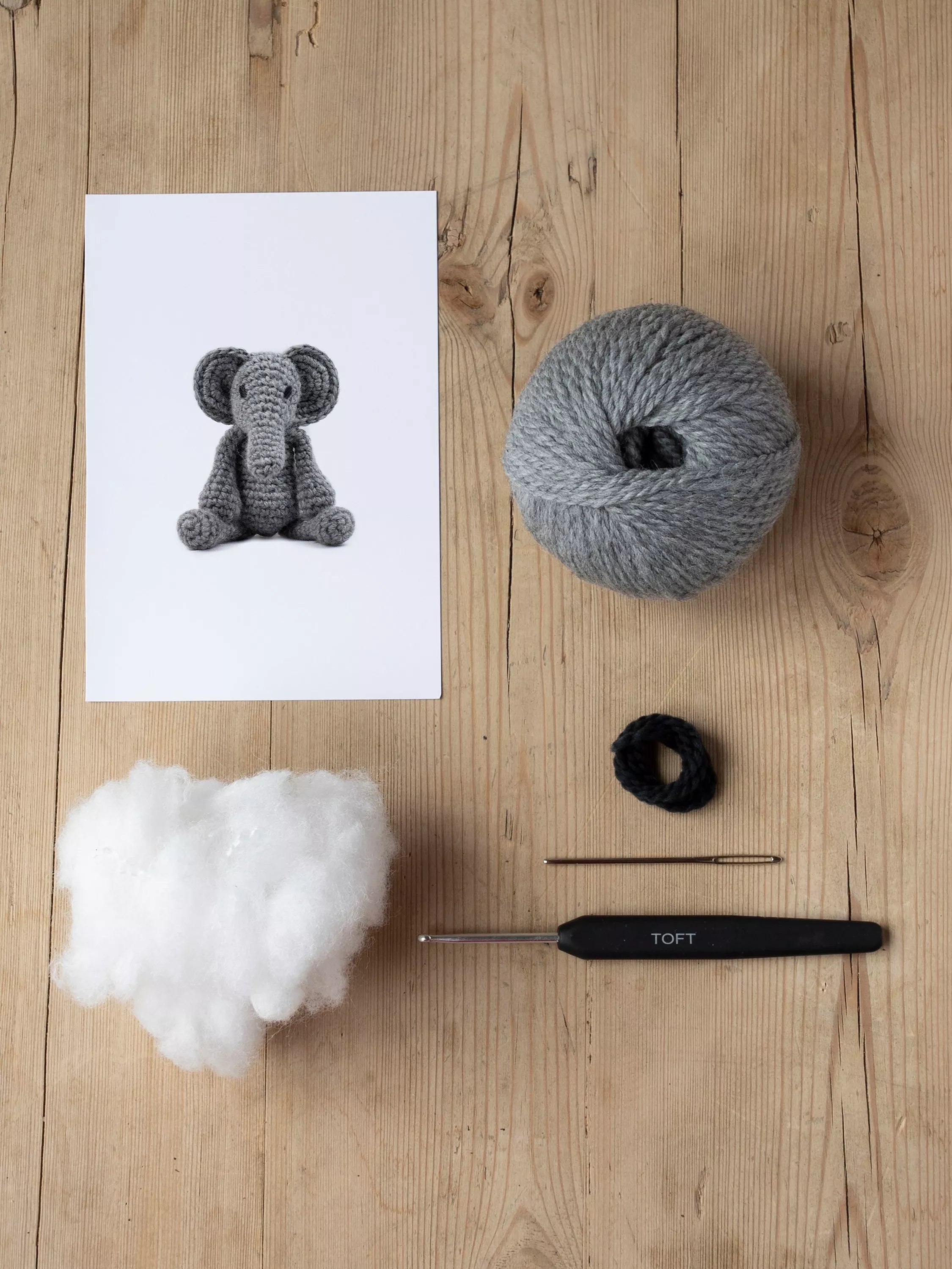 TOFT Mini Bridget the Elephant crochet kit, UK version