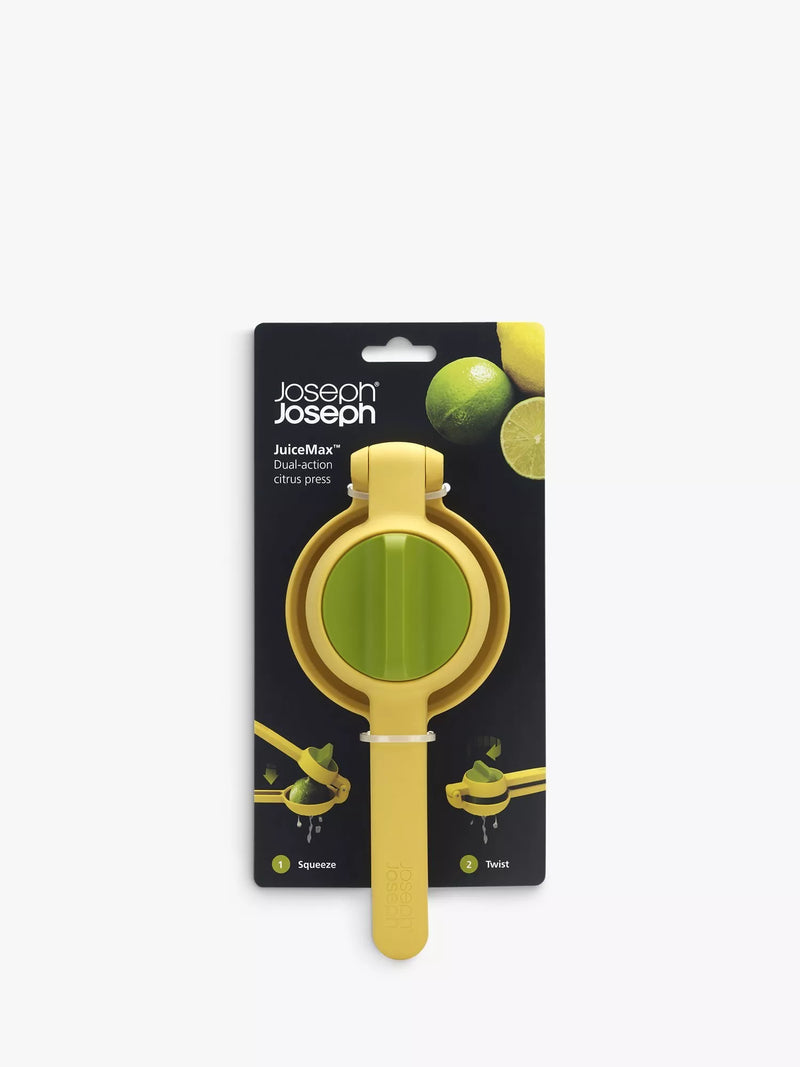 Joseph Joseph citrus press in bright yellow for juicing lemons and limes, UK version