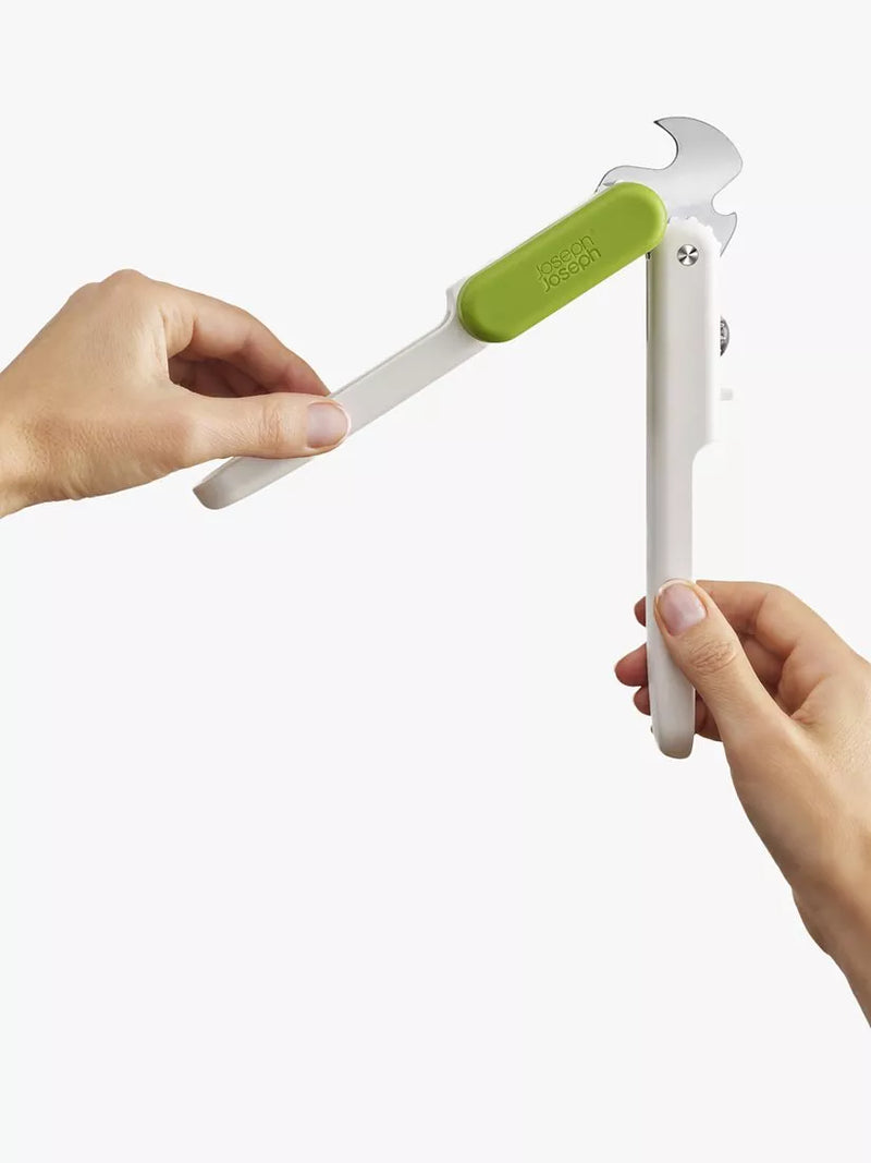 Joseph Joseph multi-function can opener with bottle opener and ring-pull lifter in white and lime green, UK version