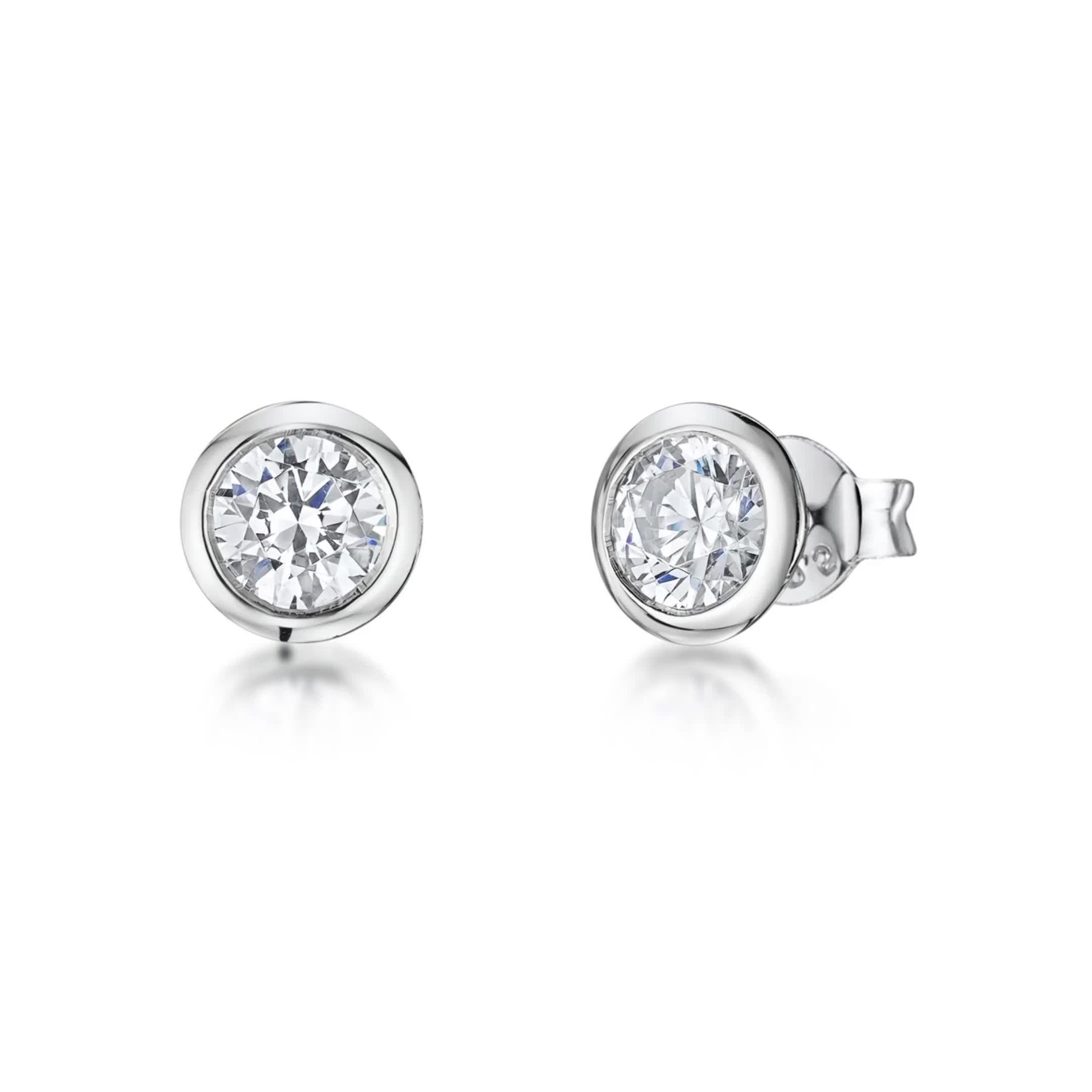 Jools cubic zirconia stud earrings sterling silver, imported from the UK