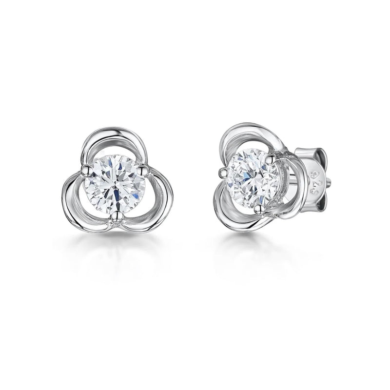 Jools by Jenny Brown open petal stud earrings in sterling silver, UK version