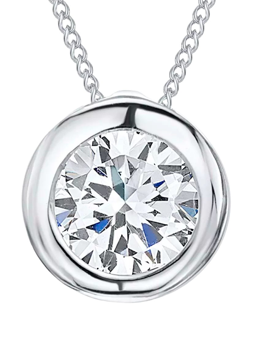 Jools by Jenny Brown cubic zirconia pendant necklace silver, imported from the UK