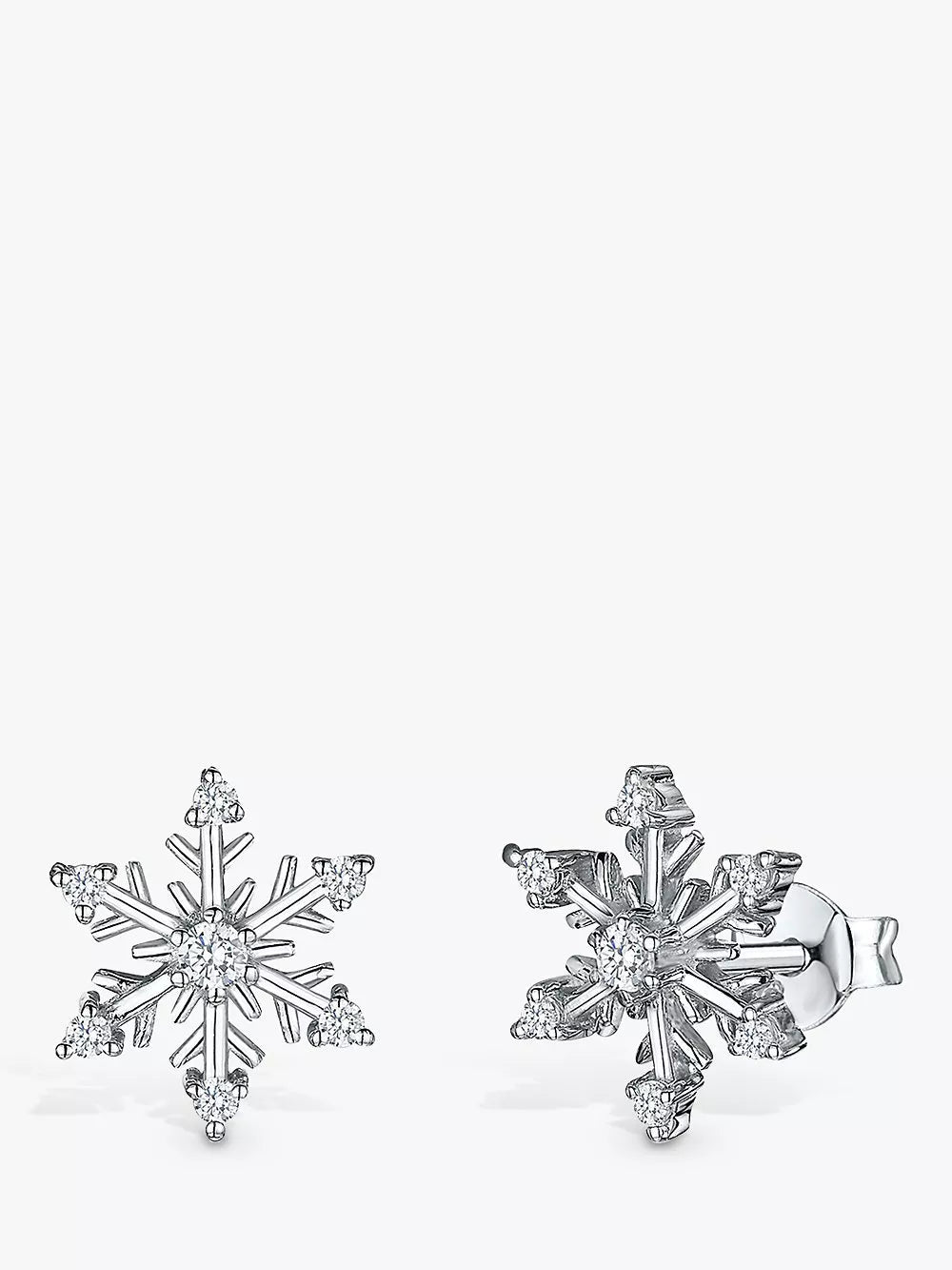 Jools by Jenny Brown cubic zirconia snowflake stud earrings, imported from UK