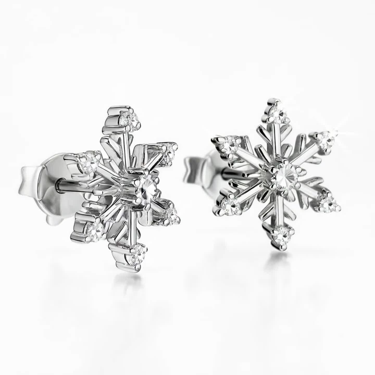 Jools by Jenny Brown cubic zirconia snowflake stud earrings, imported from UK