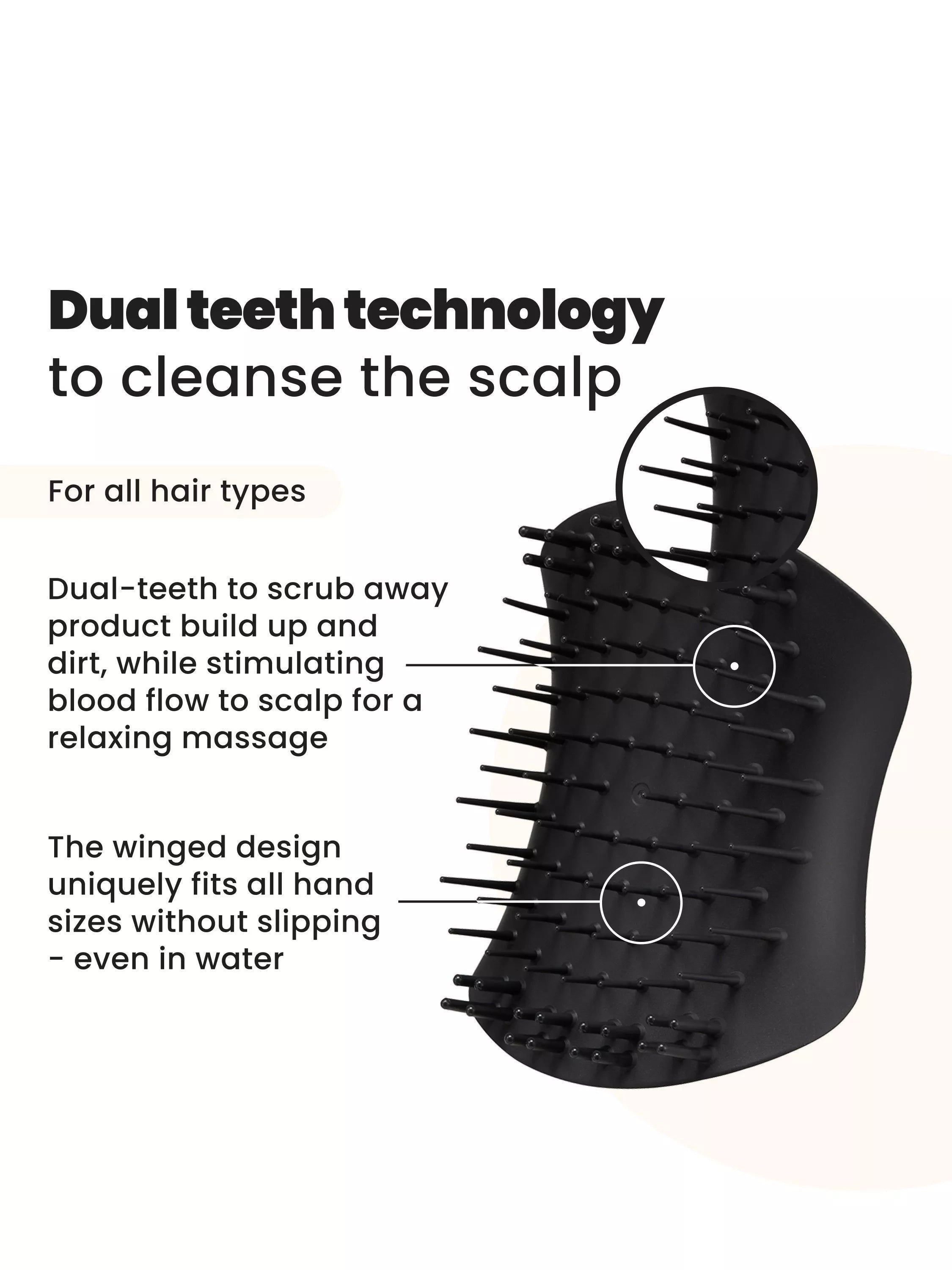 Tangle Teezer scalp exfoliator and massager Onyx Black (British brand)