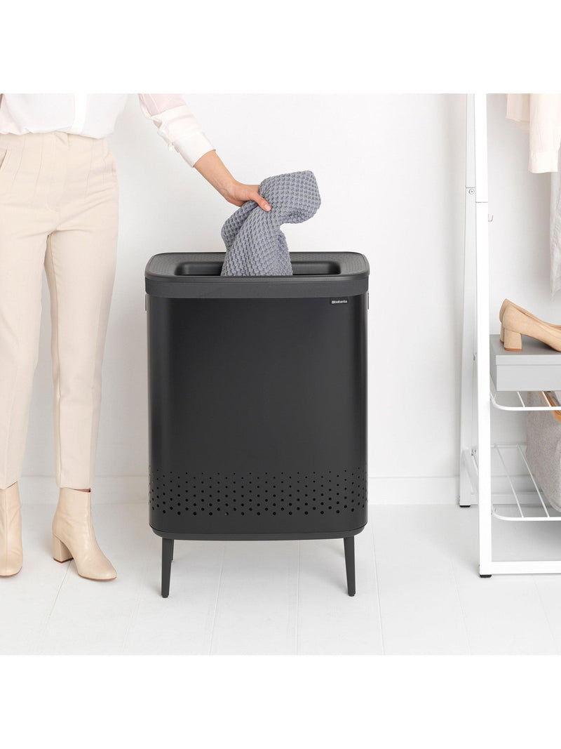 Brabantia Bo Hi laundry bin 2x45L in matte finish, UK version