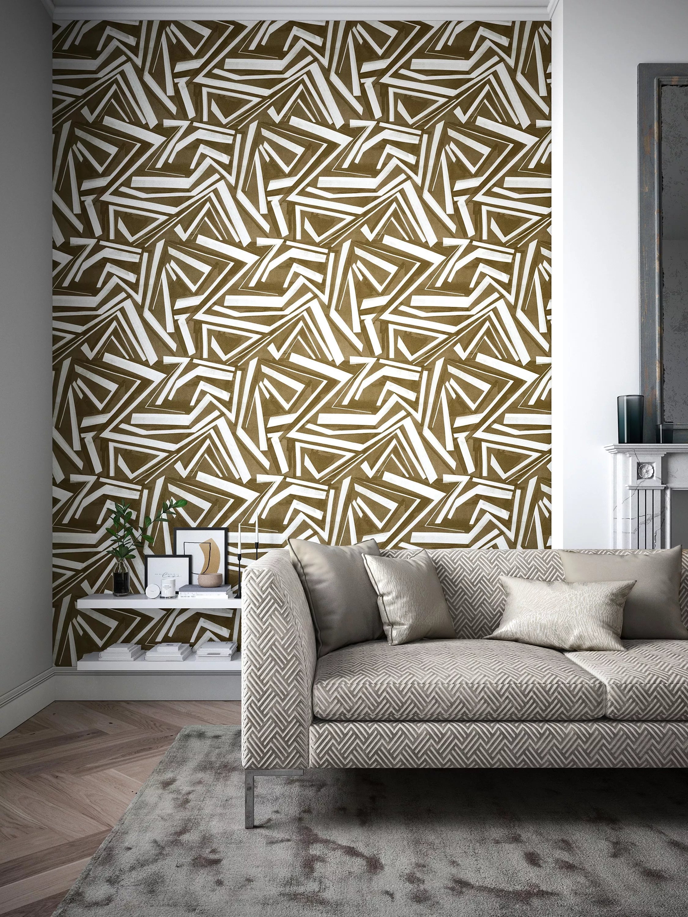 Harlequin Transverse Wallpaper with angular pattern, UK version