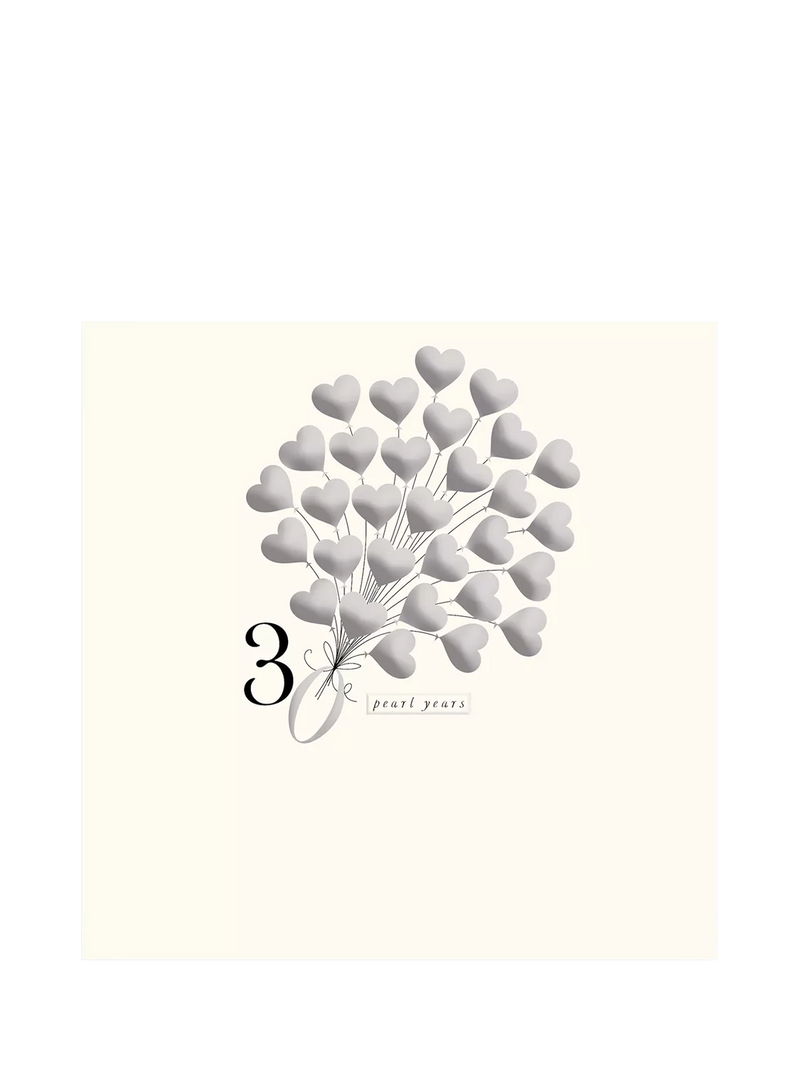 Woodmansterne 30th anniversary card heart balloons pearl - British product