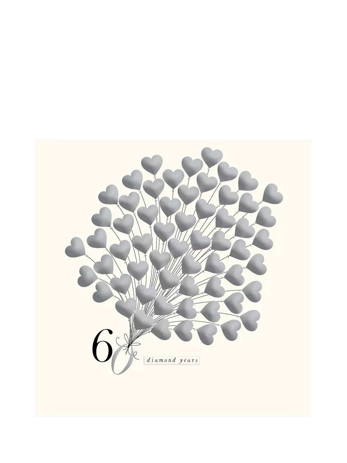 Woodmansterne anniversary card Heart Balloons 60th - British product