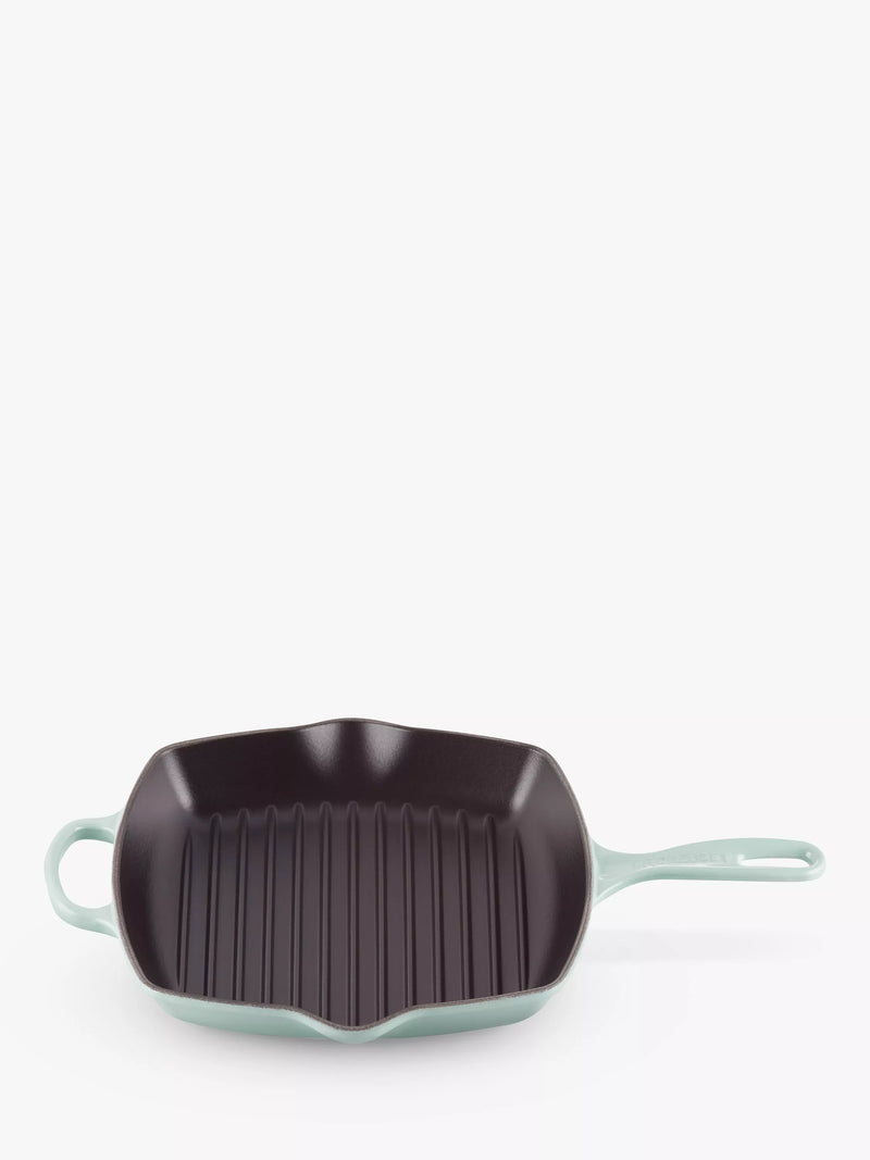 Le Creuset Cast Iron Signature Square Grillit, 26cm, Sage Green